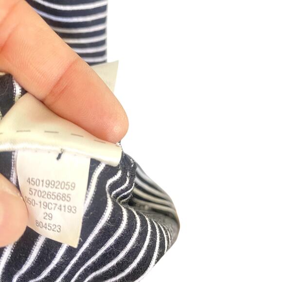 Chico's Size 2 (M) Black White Stripe Scoop Neck Short Sleeve Jersey Knit Dress - Picture 6 of 6